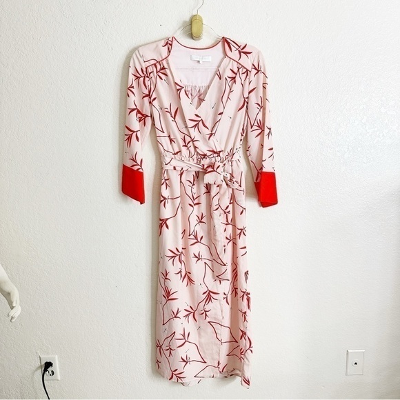 BORGO DE NOR Long-Sleeve Firefly Leaf Wrap Dress size 8 - Picture 6 of 12